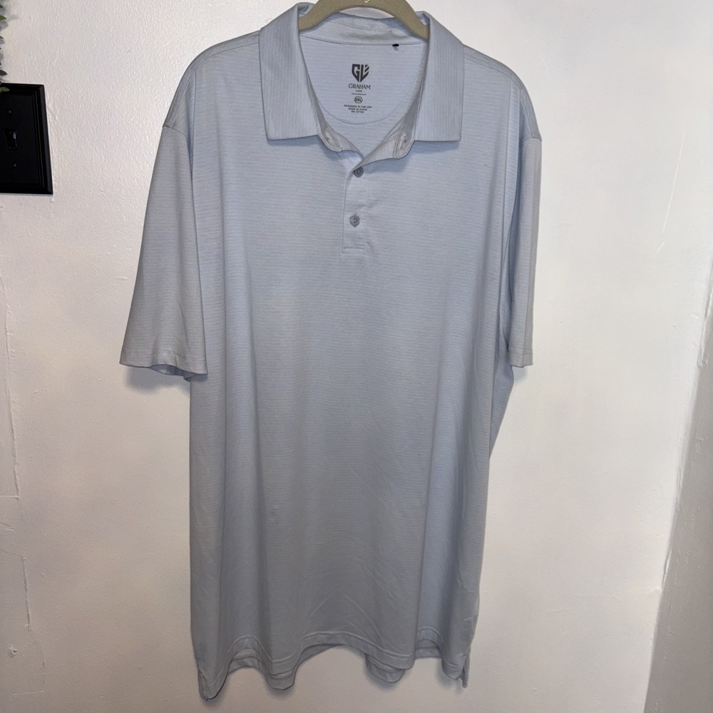 Graham Luxe Men's Short Sleeve Light Blue Polo Golf Shirt‎ Size 2XL